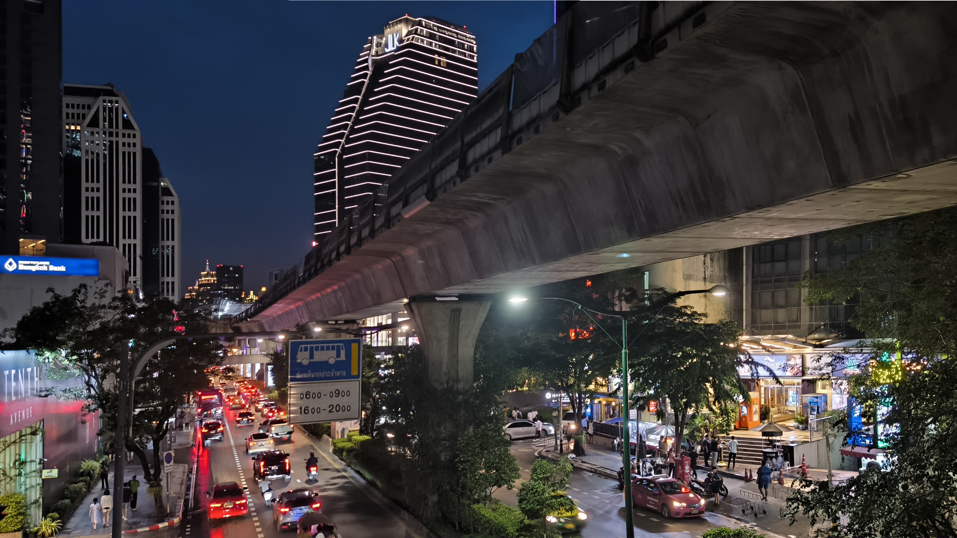 Sukhumvit boulevard and modern urban skyline in Bangkok